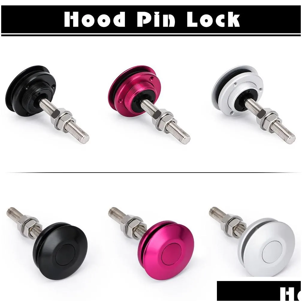 sport universal push button billet hood pins lock clip kit car quick latch for ford mustang 4.6l v8 9604 hp31bk