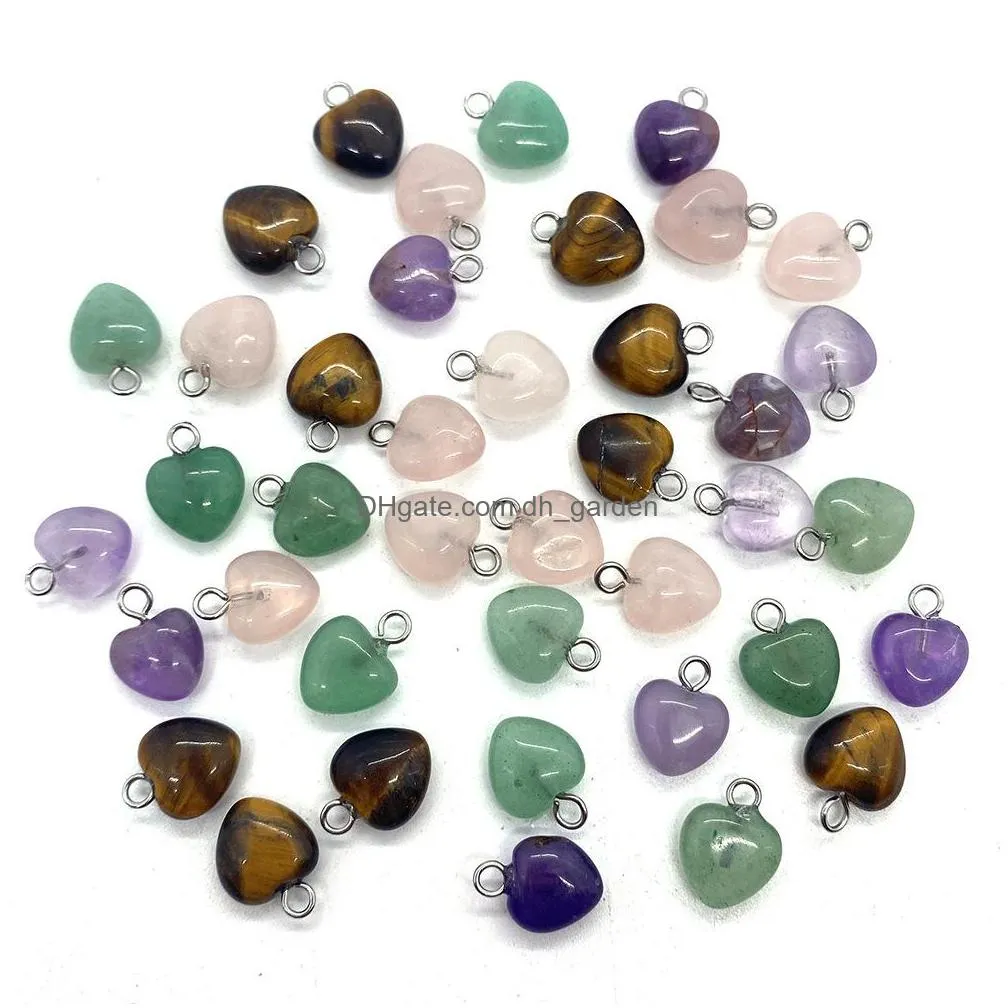 10mm mini natural crystal agate stone love heart charms rose quartz pendants trendy for jewelry making wholesale