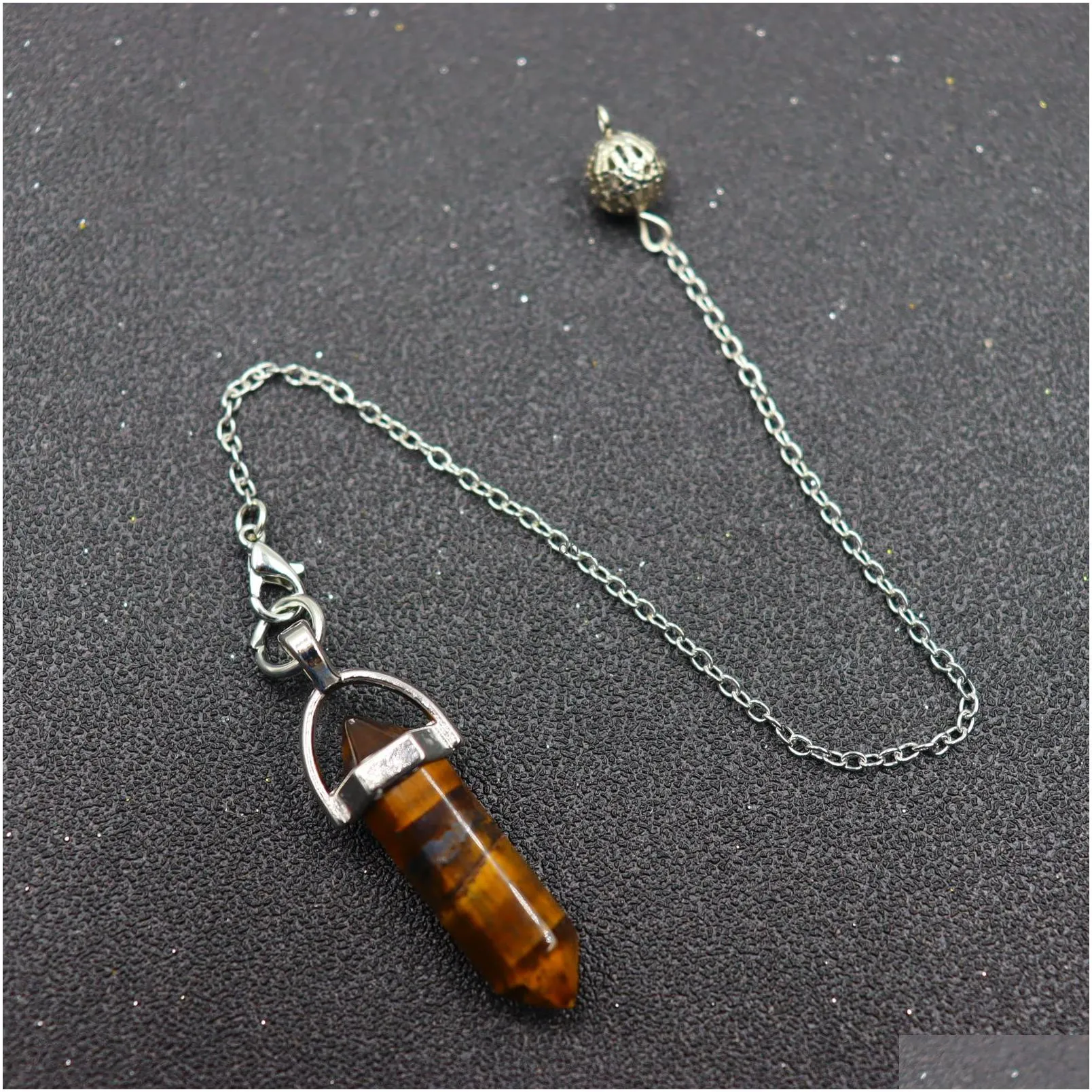 dowsing pendulum charms quartz hexagonal bullet shape natural stone crystal reiki healing pendule pendant pendulums for dowsing