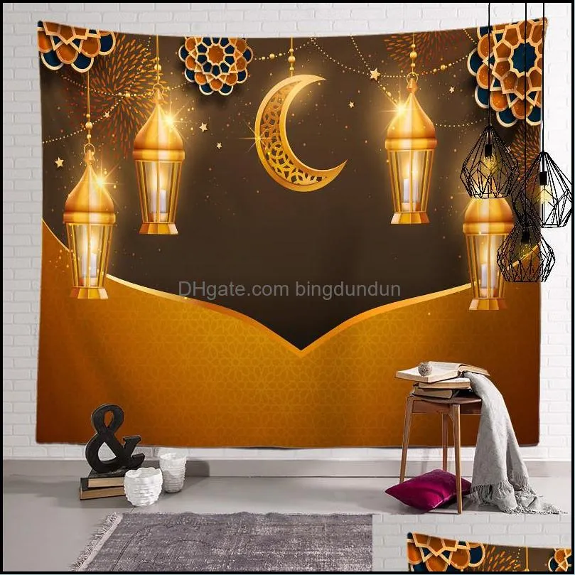 ramadan tapestry eid mubarak blanket beach towel islam muslim 150x150cm polyester tv hanging tapestry home decoration