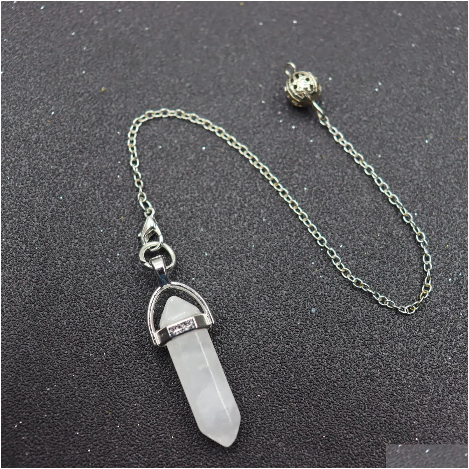dowsing pendulum charms quartz hexagonal bullet shape natural stone crystal reiki healing pendule pendant pendulums for dowsing