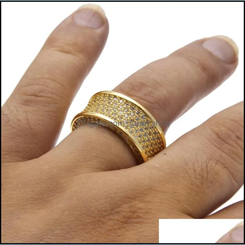 mens hip hop gold ring jewelry fashion gemstone simulation diamond iced out rings for men c3