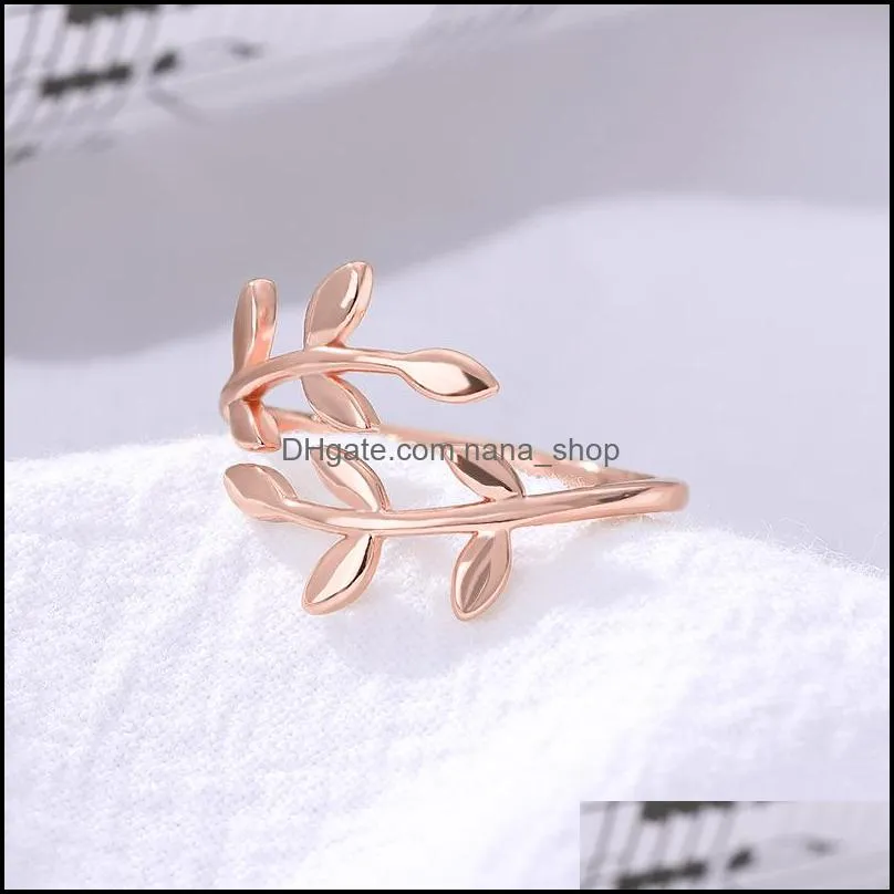 nickel rose gold olive tree branch leaves midi rings jewelry womens fashion accessories leaf wrap ring bff bague femme 438c3