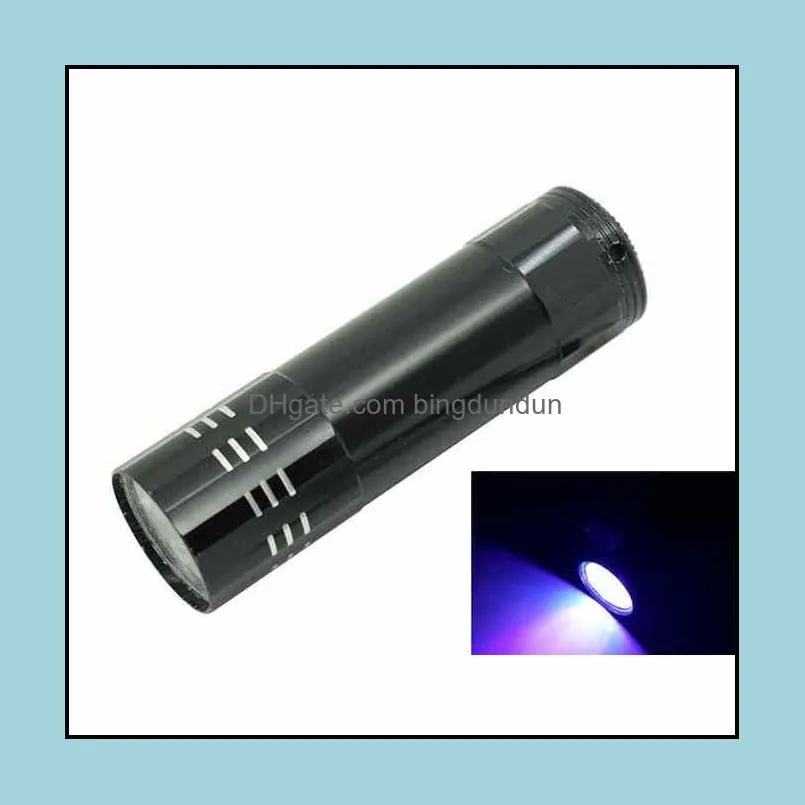 mini uv 9 led flashlight violet light 9 led uv torch light lamp battery ultraviolet flashlight for antifake money detector urine