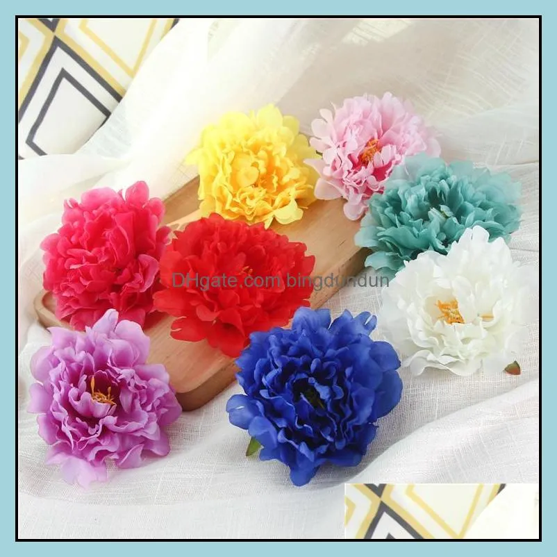 50pcs high quality silk peony flower heads wedding party decoration artificial simulation silk peony camellia rose flower wedding