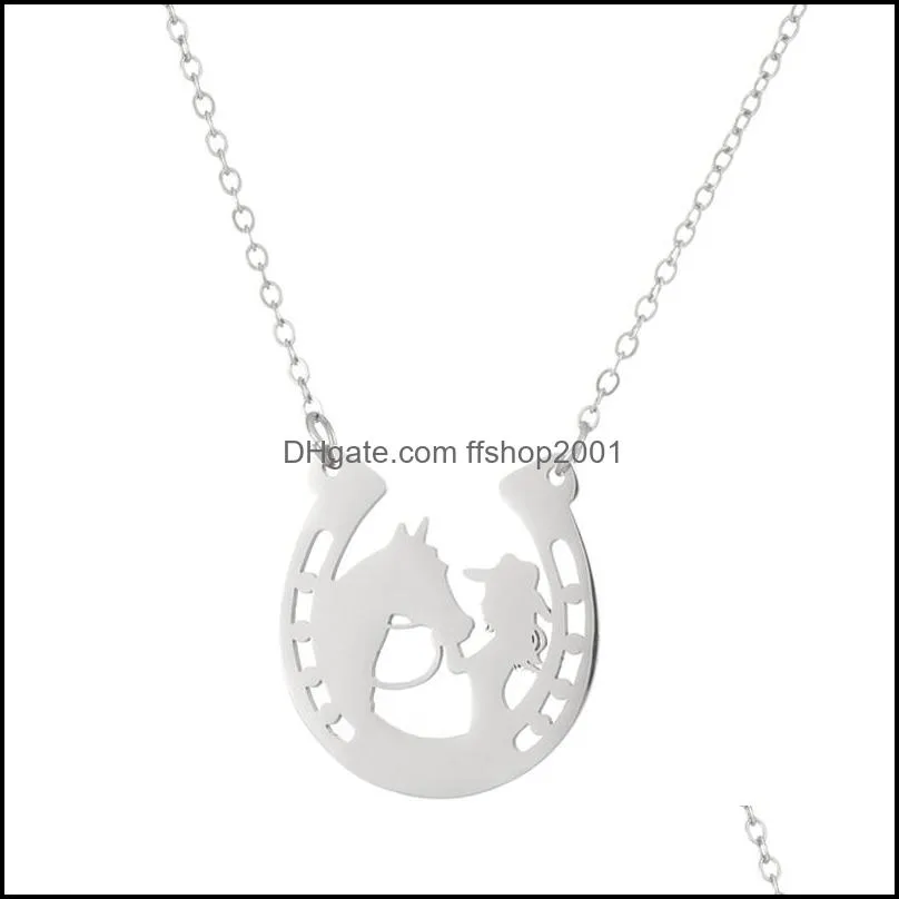  movie horse girl neckalce stainless steel horse and girl pendant necklace jewelry