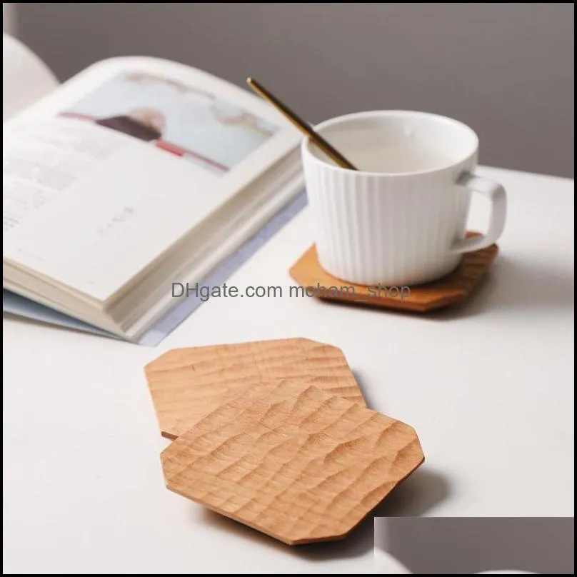 cherry wood tea coffee cup pad square wooden coasters durable heat resistant drink mat