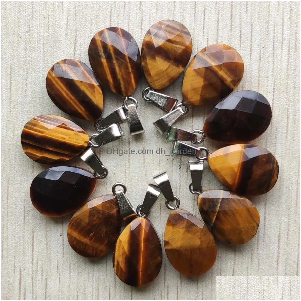 fashion assorted natural stone section water drop charm pendants for jewelry accessories making wholesale