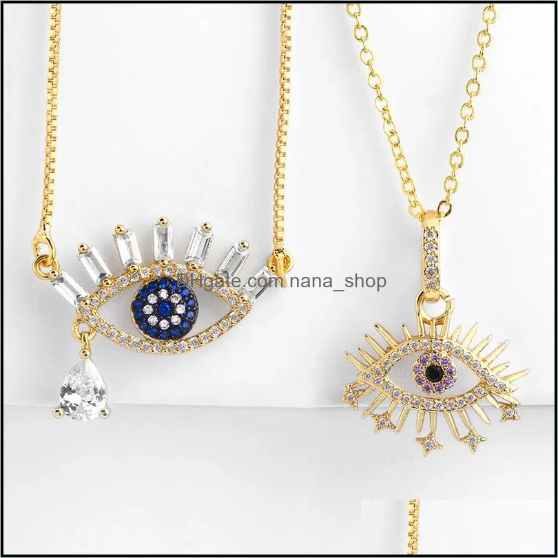 pendant necklaces turkish evil eye necklace gold cubic zirconia greek blue for women men fashion 3502 q2