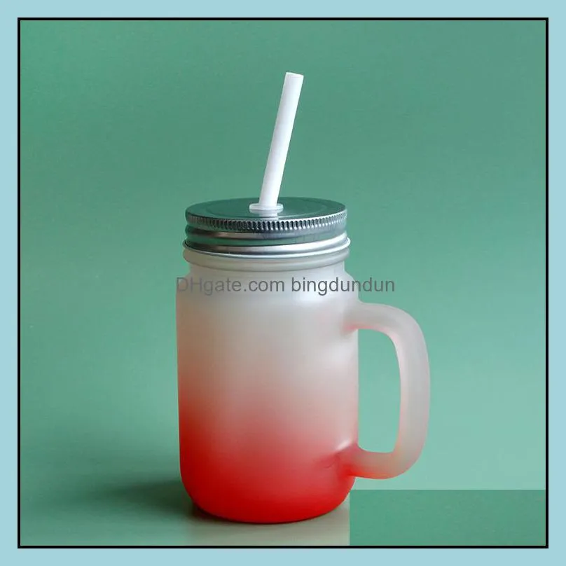 color bottom gradient mason cups sublimation mason cup printed lid rooster mugs sealed glass straw handle