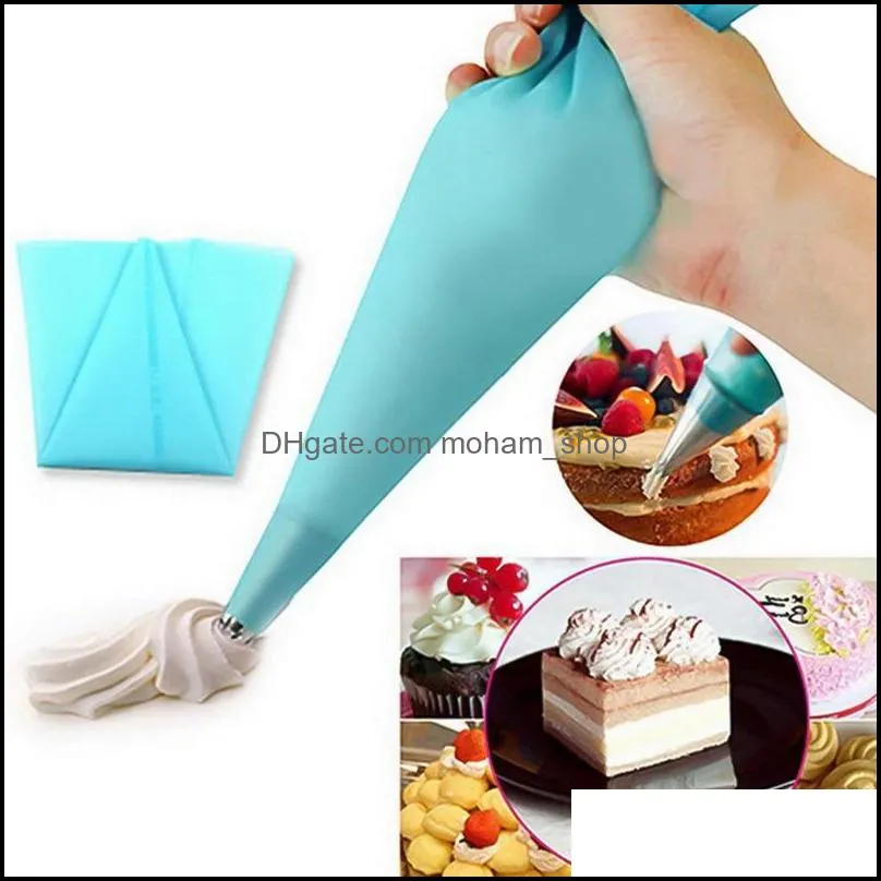 baking pastry tools 18pcs/set silicone bag tips kitchen cake diy icing piping cream decorating reusable bagsadd16 nozzle set