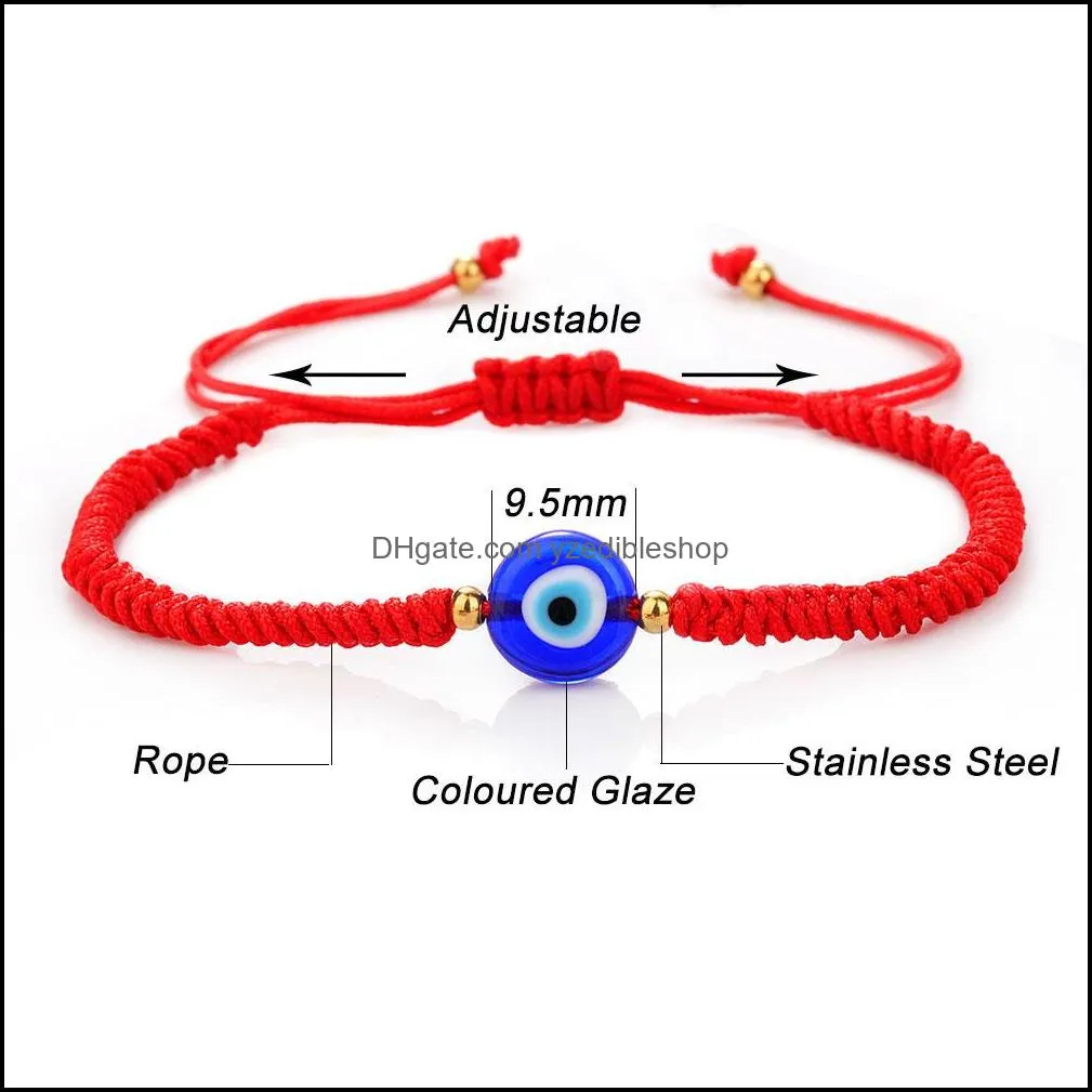 blue eye round beads bracelet strands evil turkish eyes handmade braided red thread string bracelets friendship jewelry