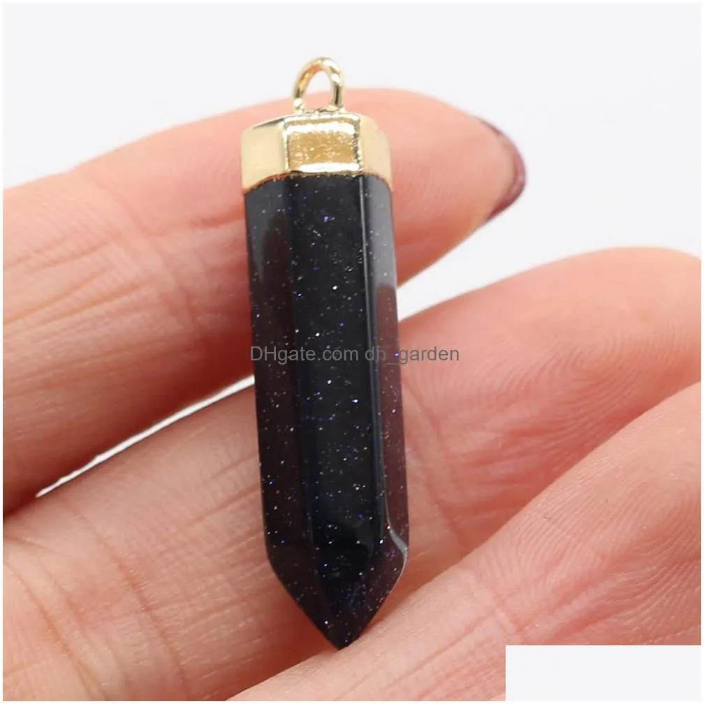 natural stone chakra charms hexagon shape pendulum pendant quartz healing reiki crystal finding diy necklaces women delicate jewelry