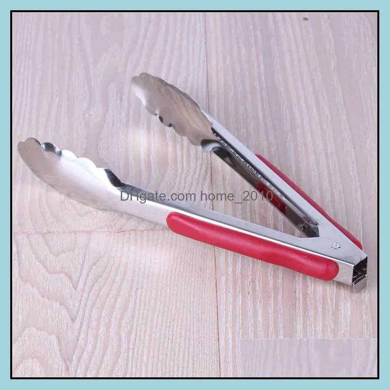 9/12/14 inch stainless steel food bread clip non magnetic red handle multifunctional bbq clamp kitchen dh0057