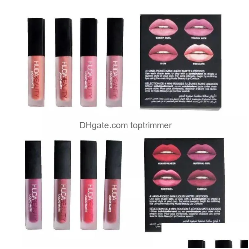 4pcs/set matte liquid lipstick lip gloss nonstick cup rouge a levre lipgloss maquillaje set