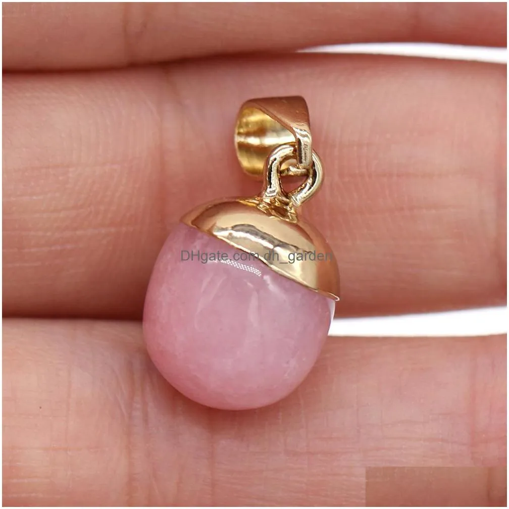 13x18mm semiprecious stone ball charms quartz healing reiki crystal pendant diy necklace earrings women fashion jewelry finding