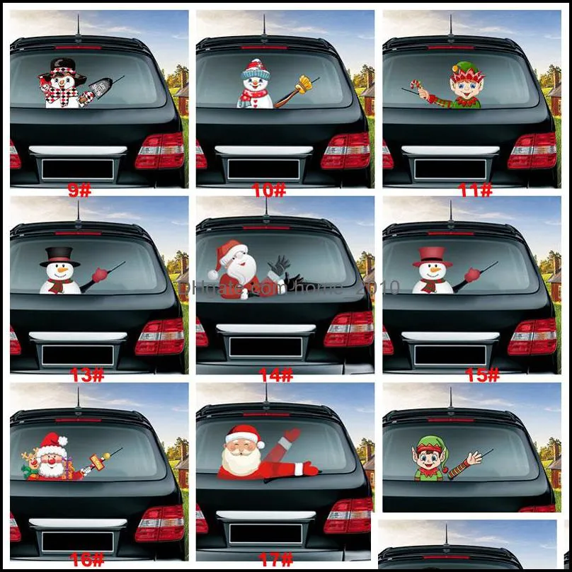 christmas series car stickers magic christmas waving santa claus elk xmas windshield sticker car rear windscreen wiper stickers vt1623