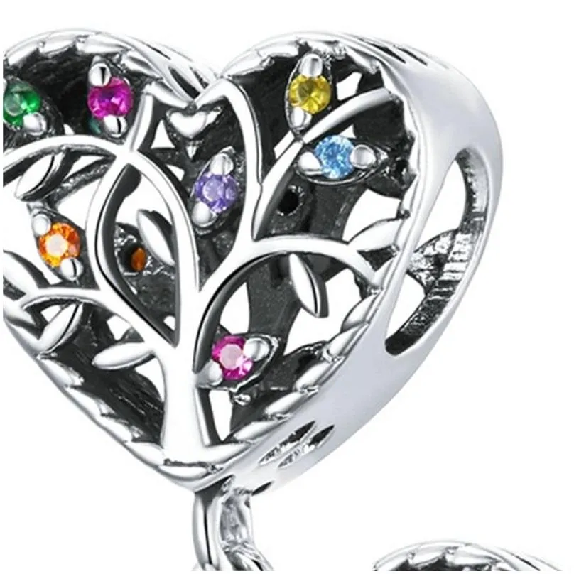 silver tree of life charm for original bracelet real 925 sterling silver colorful cz jewelry making beads women 2014 q2
