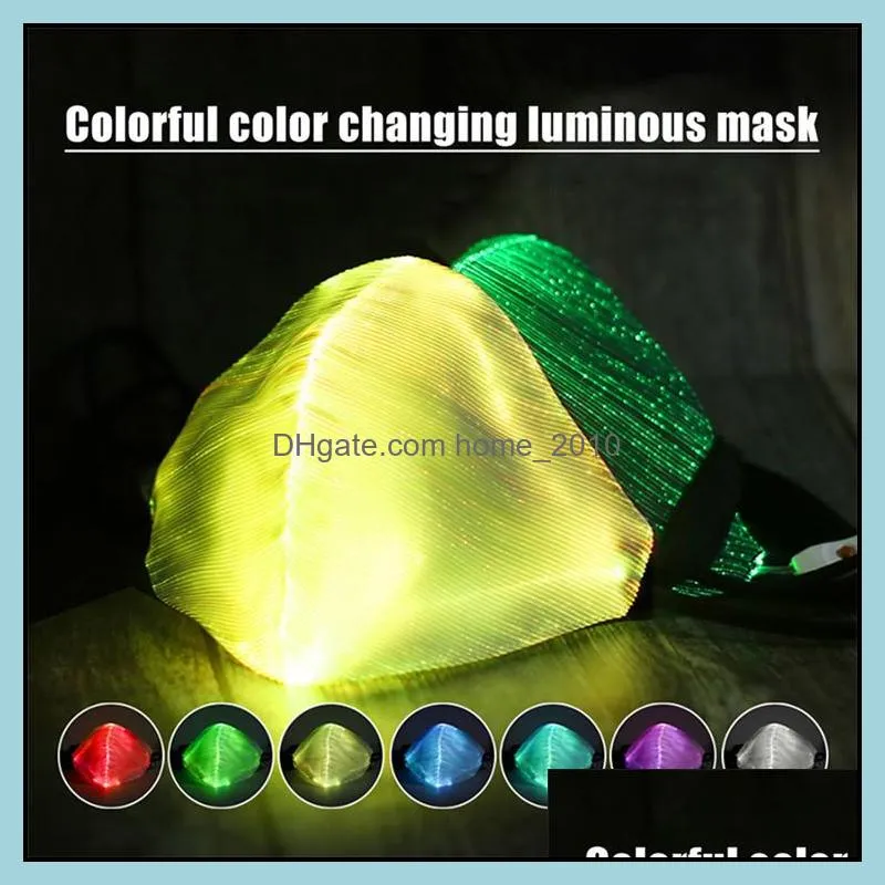 dhs halloween luminous mask 7 colors glowing led face masks for christmas party festival masquerade rave mask