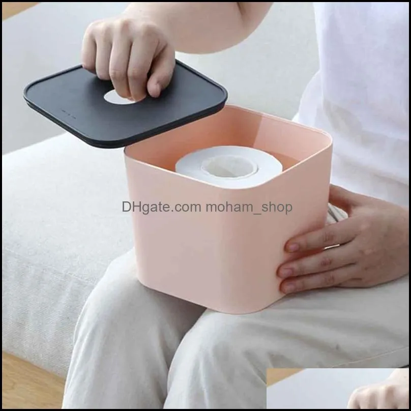 2021 home office solid color facial storage box roll paper holder organizer kitchen napkin container