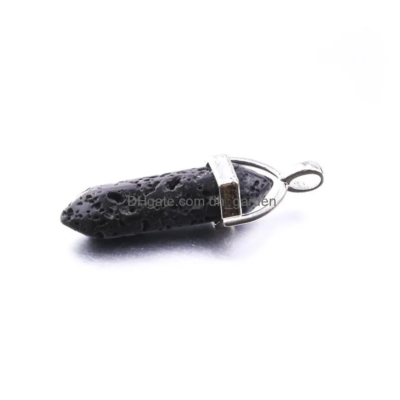 natural lava volcanic rock stone pillar shape charms point chakra pendants for jewelry making wholesale