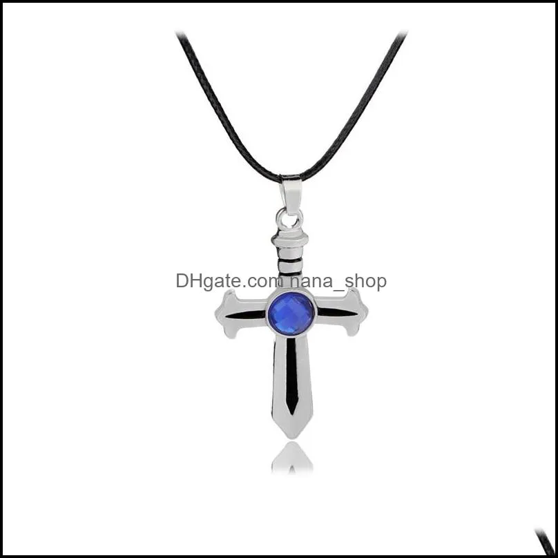 fairy tail gray cross pendant necklaces silver alloy anime animation necklace 1906 t2