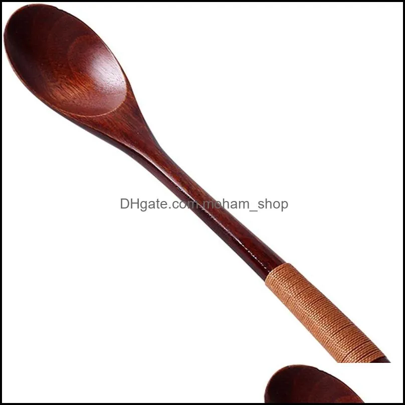 ecofriendly simplicity japanese handmade natural wood spoon fork decor wire wrapped solid wooden craft gift dinner tableware dh0408