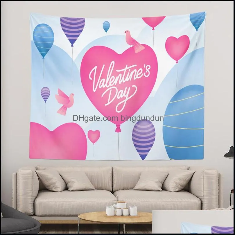 valentine day tapestry wall hanging loving heart valentine backdrop for bedroom room dorm party decor 150x130cm