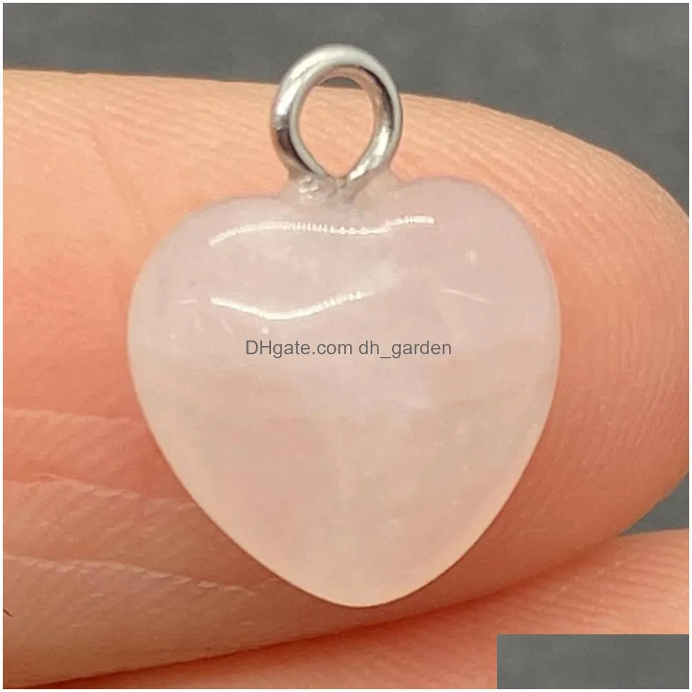 10mm mini natural crystal agate stone love heart charms rose quartz pendants trendy for jewelry making wholesale