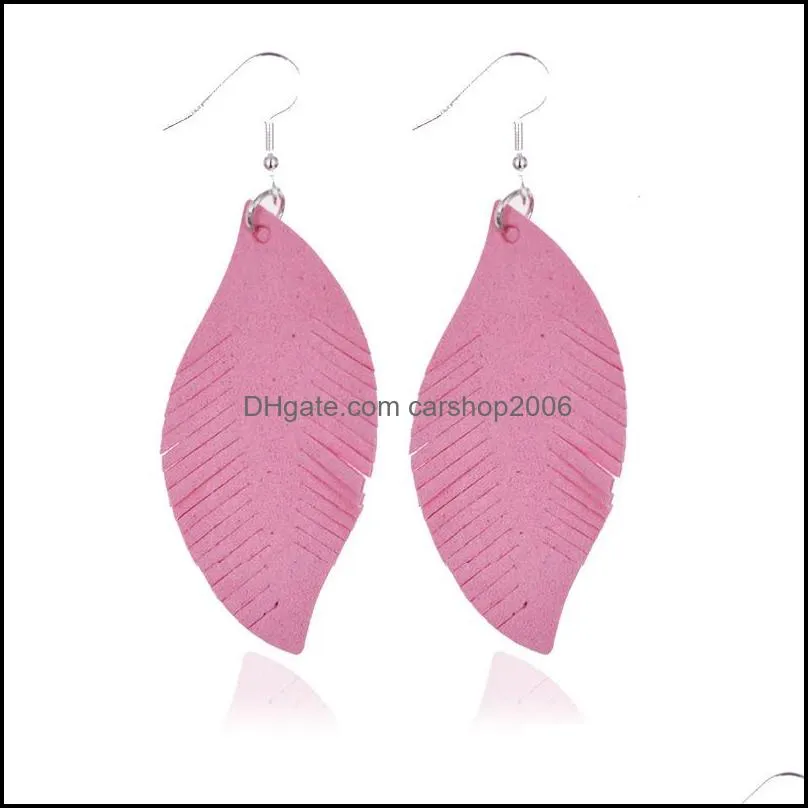  arrival leather leaf earrings fashionable lightweight feather leaf dangle earrings for women girls bohemia statement earring