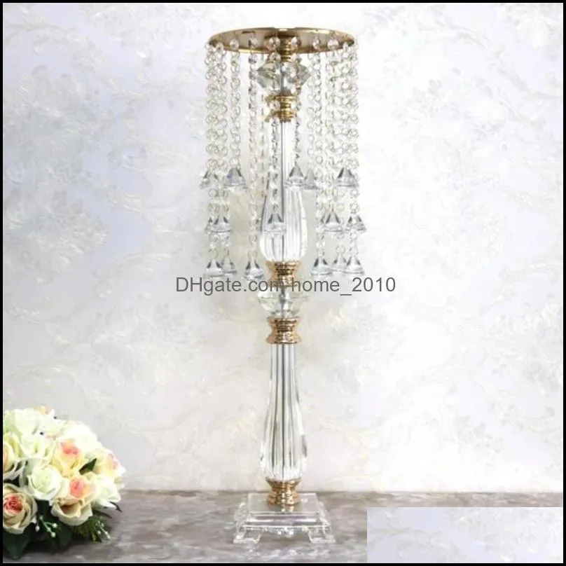 70 cm/ 27.6 tall gold acrylic flower rack wedding centerpiece event table road lead 10 pcs/ lot