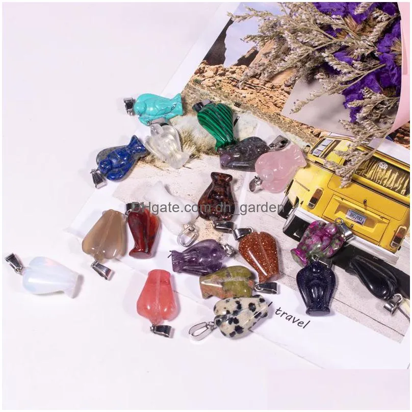 chakra natural stone charm rose quartz crystal angel pendants chakras gem stone fit earrings necklace making assorted