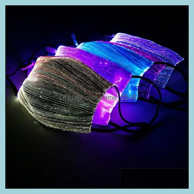 fashion glowing mask with pm2.5 filter 7 colors luminous led face masks for christmas party festival masquerade rave mask bling