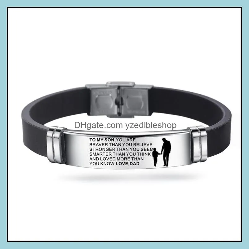 mens bracelet to my son never forget that i love you from mom dad courage silicone bracelets for men boy love gifts jewelry