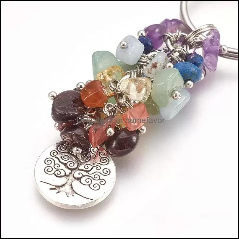 natural crystal keychain pendant broken gems tassel party favor keychain luggage decoration key chain birthday gift keyring