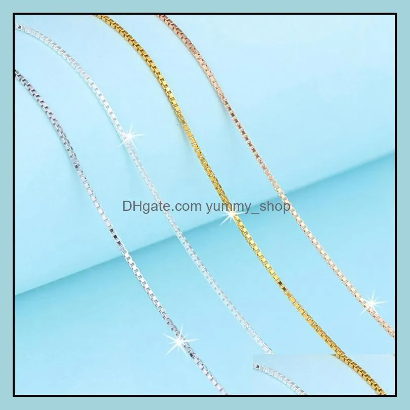 925 sterling silver 0.65mm 0.8mm box chain necklace 16 18 for pendants wholesale jewelry making