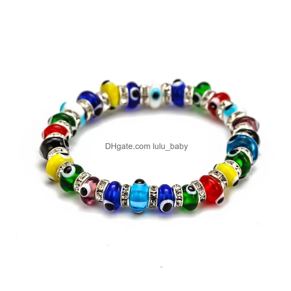 fashion jewelry colorful evil eye bracelet blue eyes elastic beaded bracelets