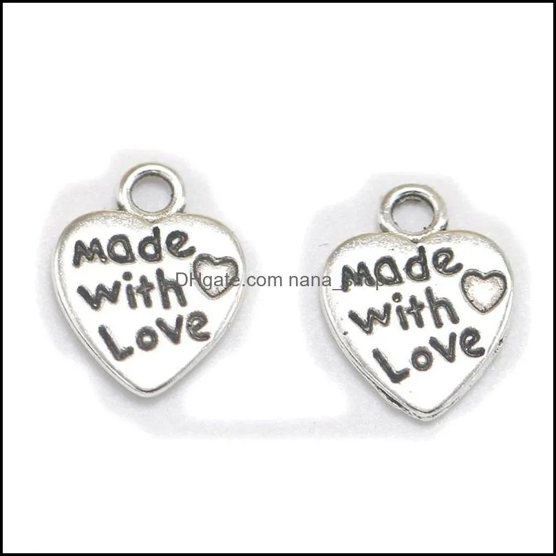 diy jewelry accessories retro alloy love letter charms made with heart pendant for necklace bracelet bronze and silver 479 h1