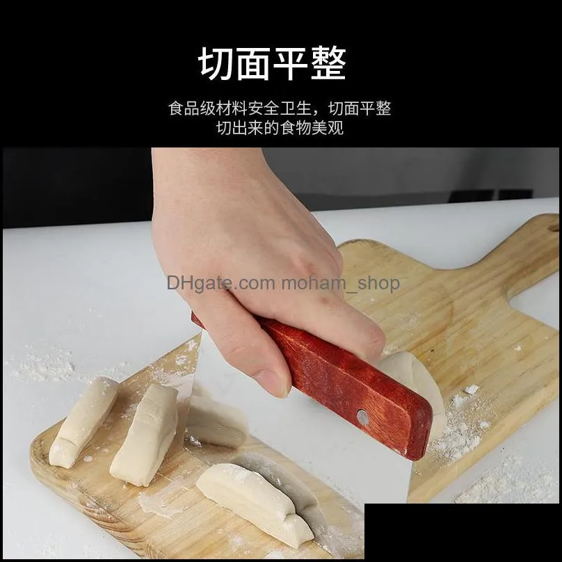baking pastry tools thickened stainless steel cutting knife steamed bread sausage powder scraper dough nougat wooden handle