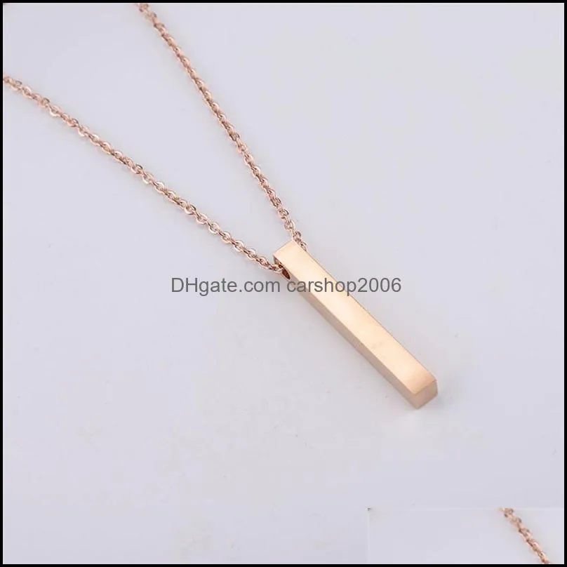 polished stainless steel blank bar necklaces geometric square vertical long bar pendant necklace pendants diy customize jewelry 5