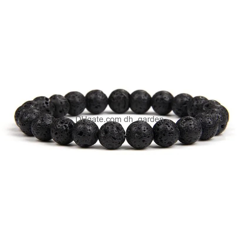 natural stone beaded strands bracelet lava volcanic round beads bracelets healing energy yoga bracelet for men women jewelry gifts