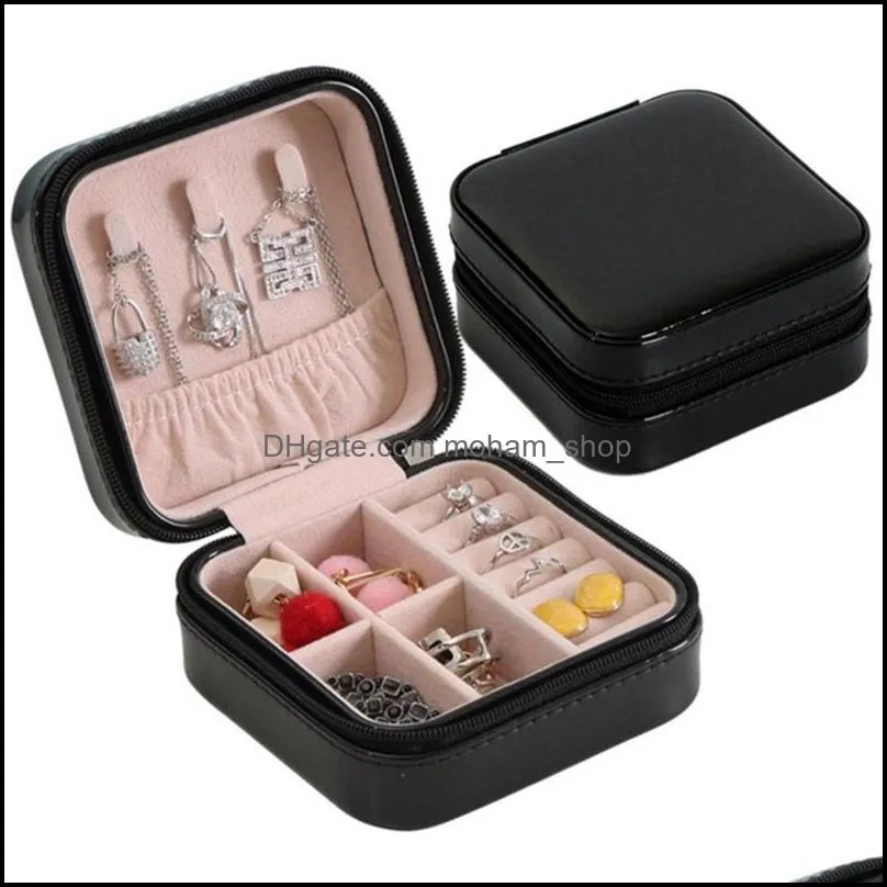 portable mini jewelry box jewelry organizer pu leather travel case display storage case rings earrings necklace storage boxes vtky2141