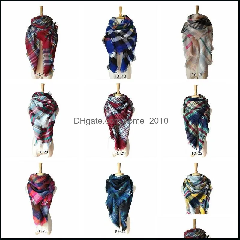 colorfu thermal ladies scarf fall winter imitation cashmere doublesided printed plaid stripe square scarf tassel classical shawl