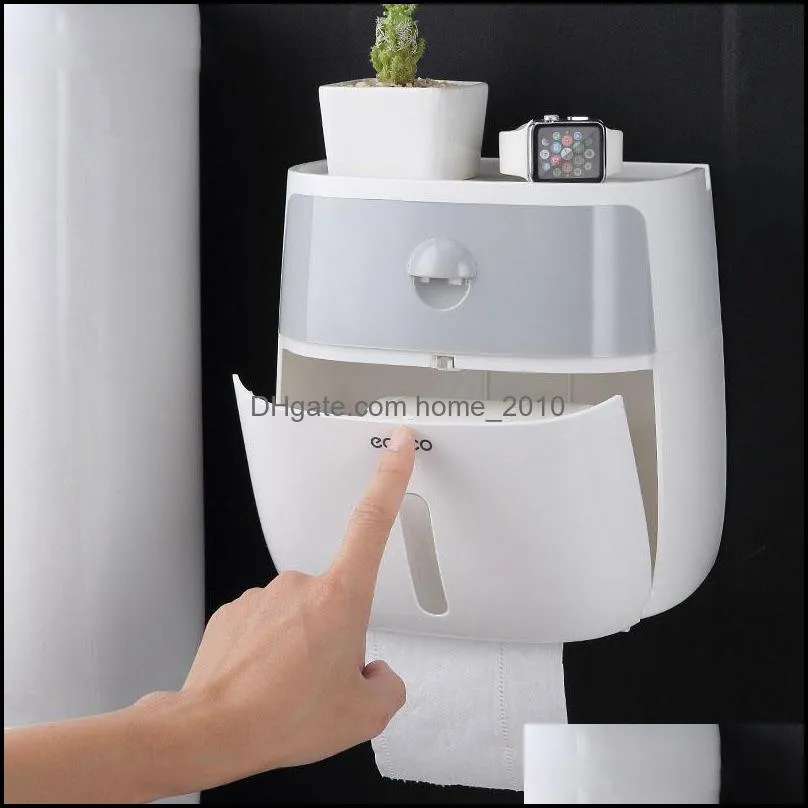 toilet paper holder waterproof wall mounted for tray roll tube storage box