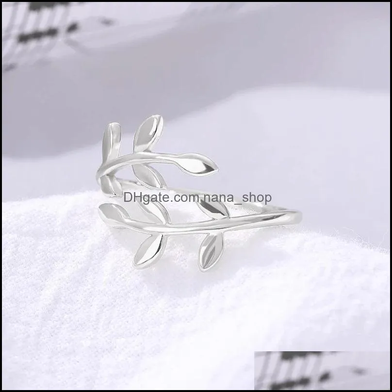 nickel rose gold olive tree branch leaves midi rings jewelry womens fashion accessories leaf wrap ring bff bague femme 438c3