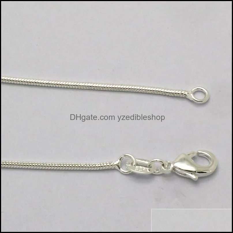  sell sterling silver color snake chain necklace for woman lobster clasps smooth chain fashion jewelry size 1mm 16 18 20 22 24 inch