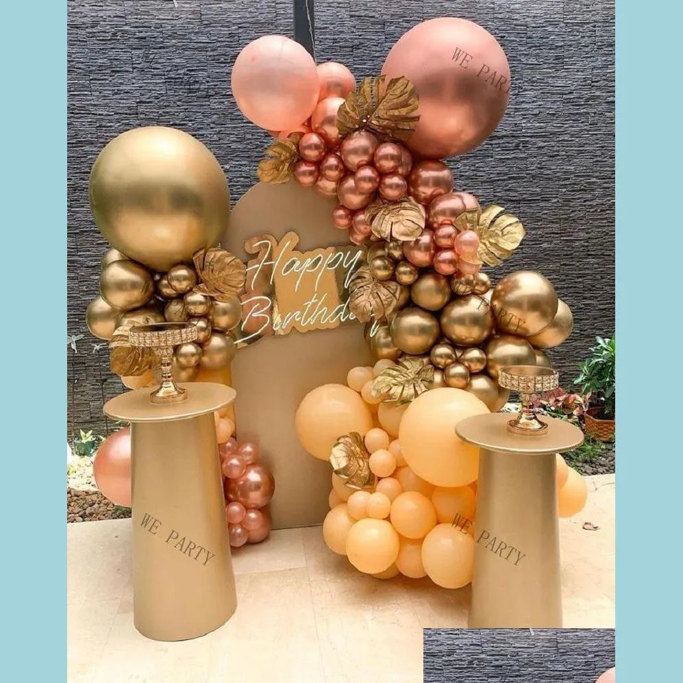 96pcs morandi peach chrome rose gold balloon garland for wedding birthday christmas balloons decorations set