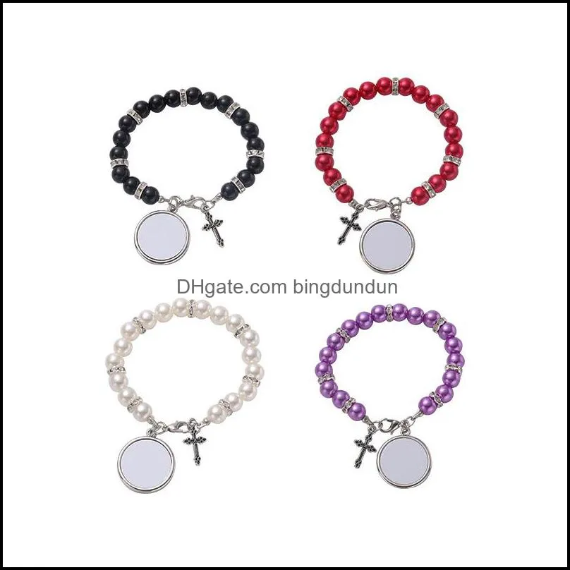 party favor sublimation rosary metal jewelry bracelet heat transfer cross diy drawing spot bracelet