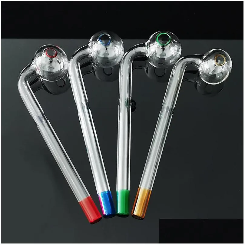 colorful smoking tubes glass oil burner pipe hand pipes tobcco dry herb big ball water bubbler thick glass tube 6.1 inch pyrex nail tips mix colors random