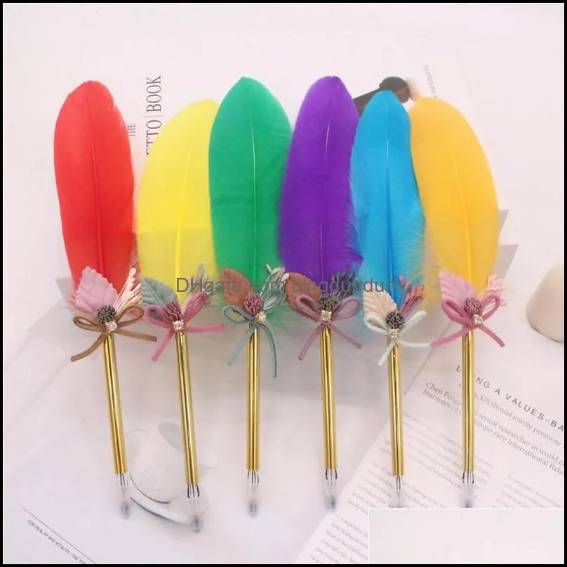feather ballpoint pen fashion novel office gift stationery feather ballpoint pens school supply student black refill ballpoints